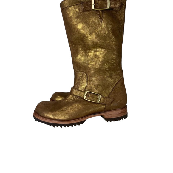 Jim Barnier Womens Engineer E Boot Buckle Gold Distress Size 9 New $425 - Picture 8 of 8